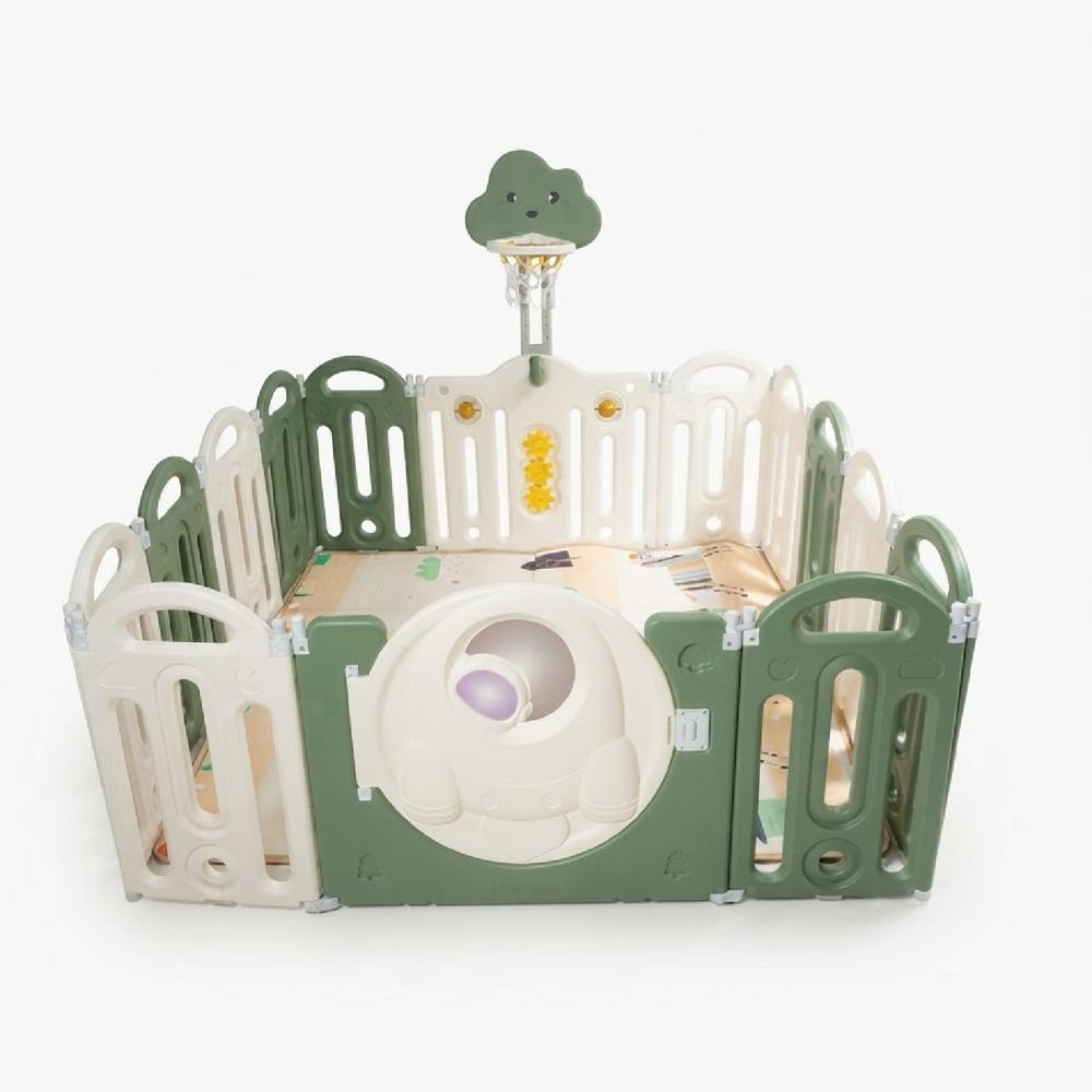 Corral de Juego con Alfombra EBABY852 Verde