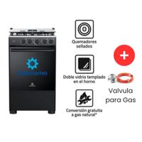 COCINA  INDURAMA 4 HORNILLAS GOYA NEGRO MAS Válvula para Gas