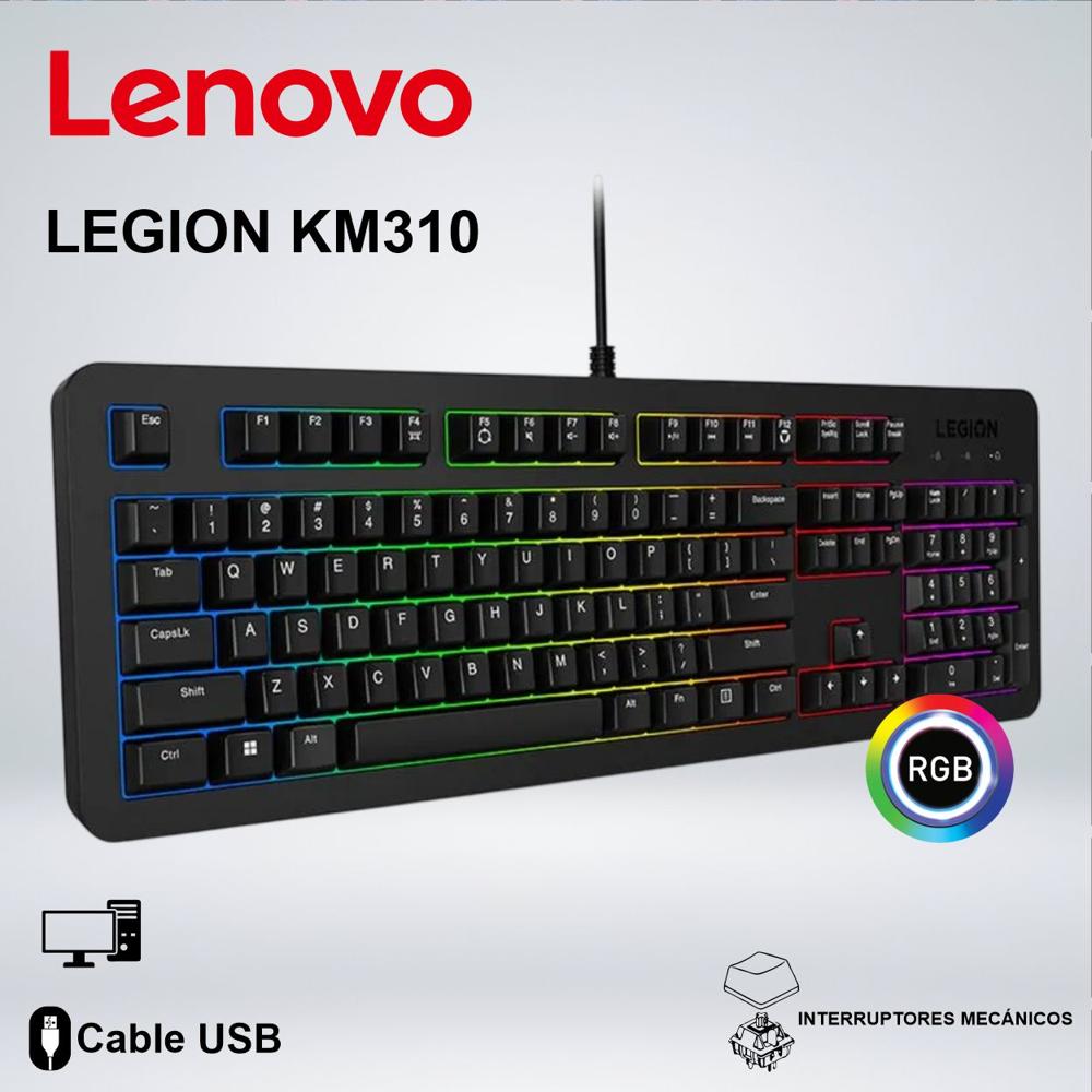 TECLADO GAMER LENOVO LEGION KM310 RGB MEMBRANA ALÁMBRICO USB
