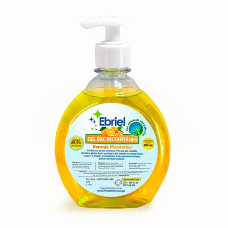 Alcohol en gel Naranja Mandarina frasco 380ml Ebriel