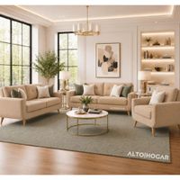 Juego de Sala Kima 3 2 1 Tapiz Antifluido Beige