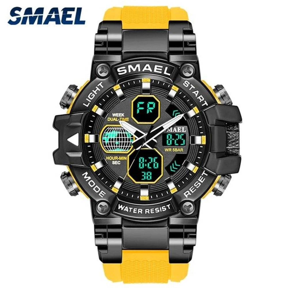 Reloj pulsera digital LED SMAEL 8027 doble hora Amarillo