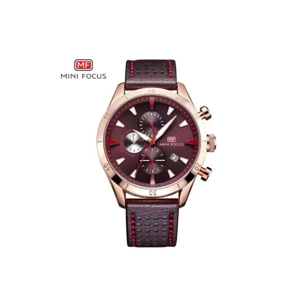 Reloj Análogo Mini Focus MF0011G Cronógrafo Resistente al agua Marrón