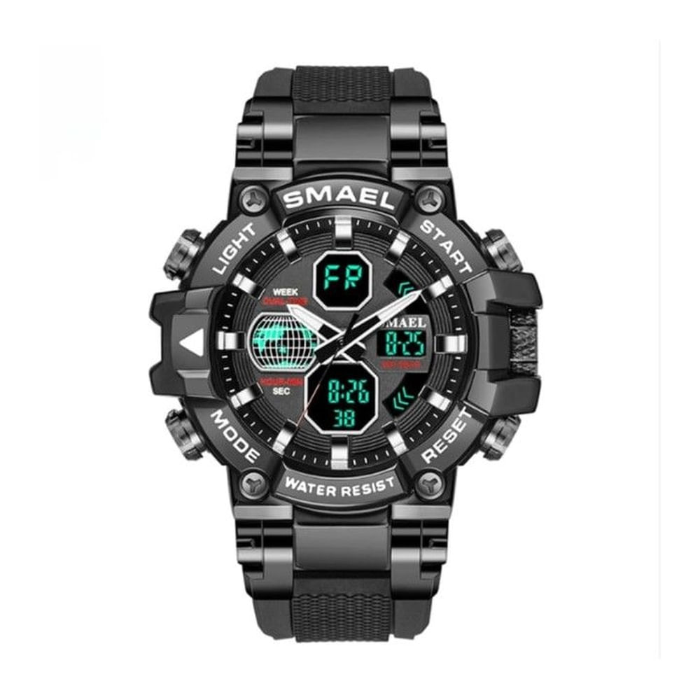 Reloj pulsera digital LED SMAEL 8027 doble hora Negro
