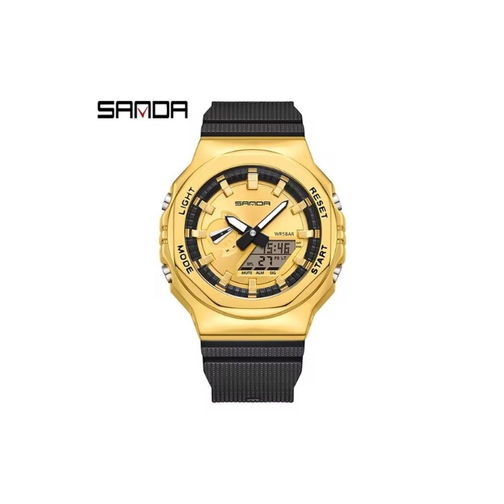Reloj pulsera de Hombre Deportivo SANDA 3167 resistente al agua Dorado