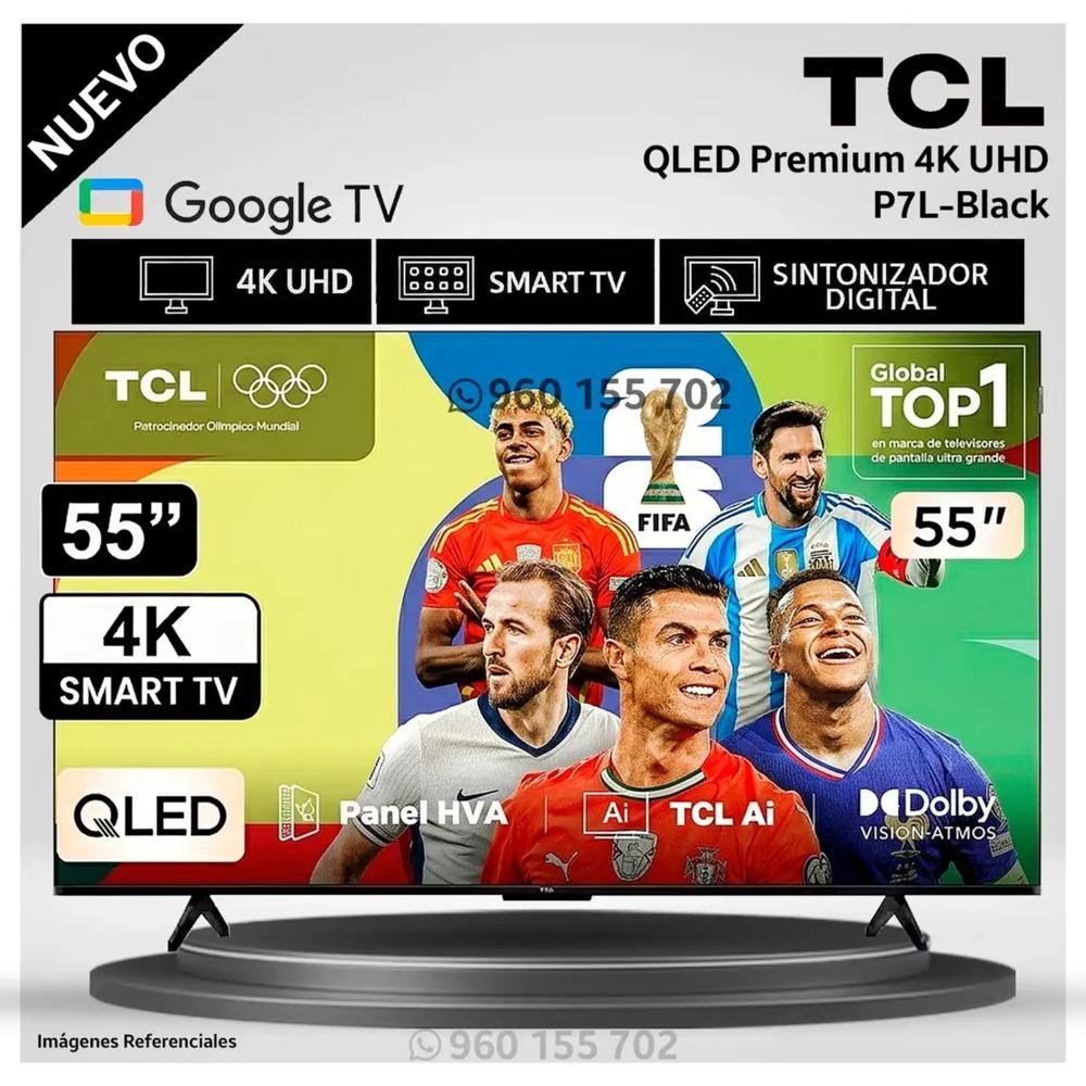 Televisor TCL 55  Premium QLED 4K UHD Google TV 55P7L - Modelo Nuevo