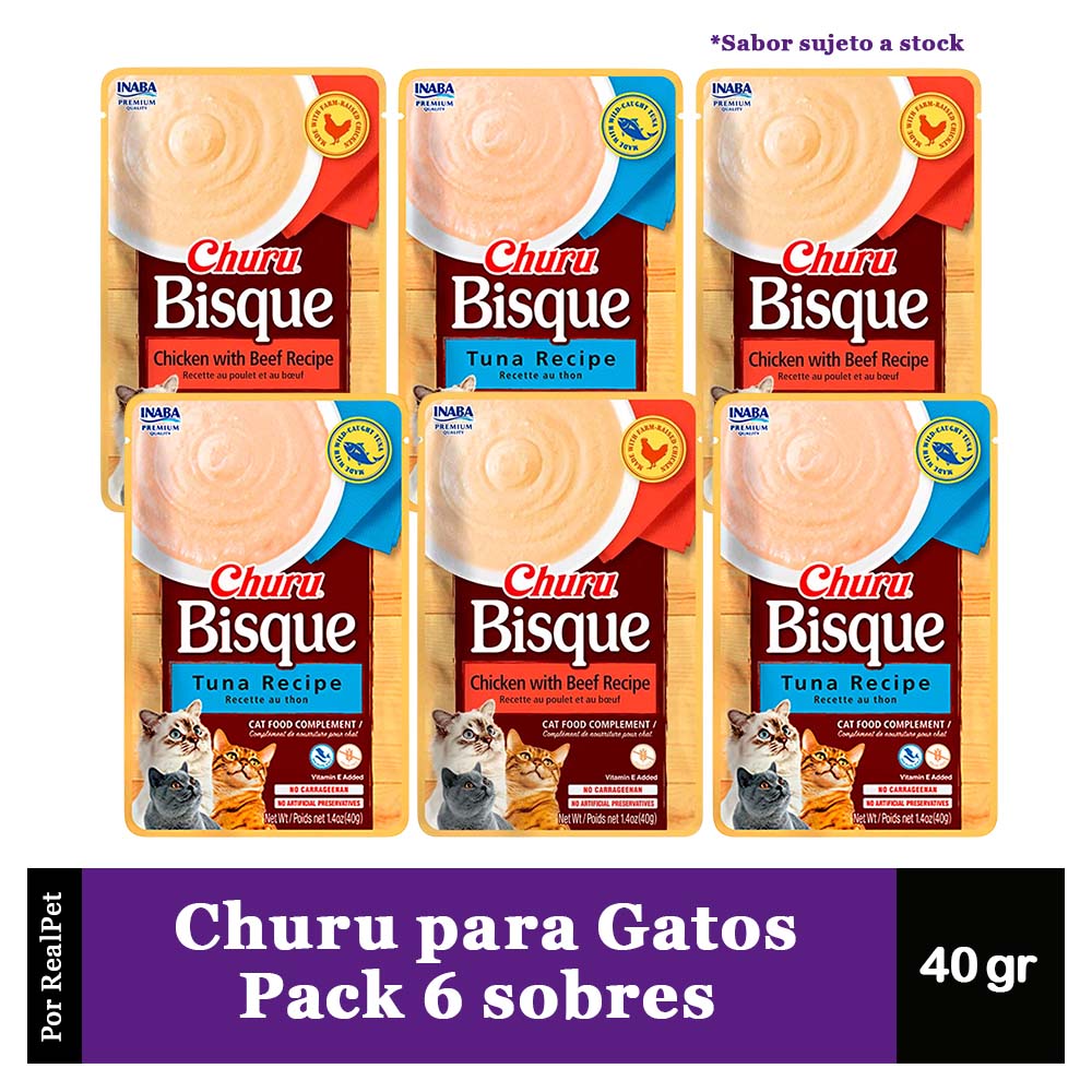 Snack Sopa para Gato Churu Bisque Variados 6 Sobres 40 gr
