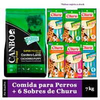 Comida Perro Cachorro Canbo Cordero 7 kg + Churu 6 Sobres Variados