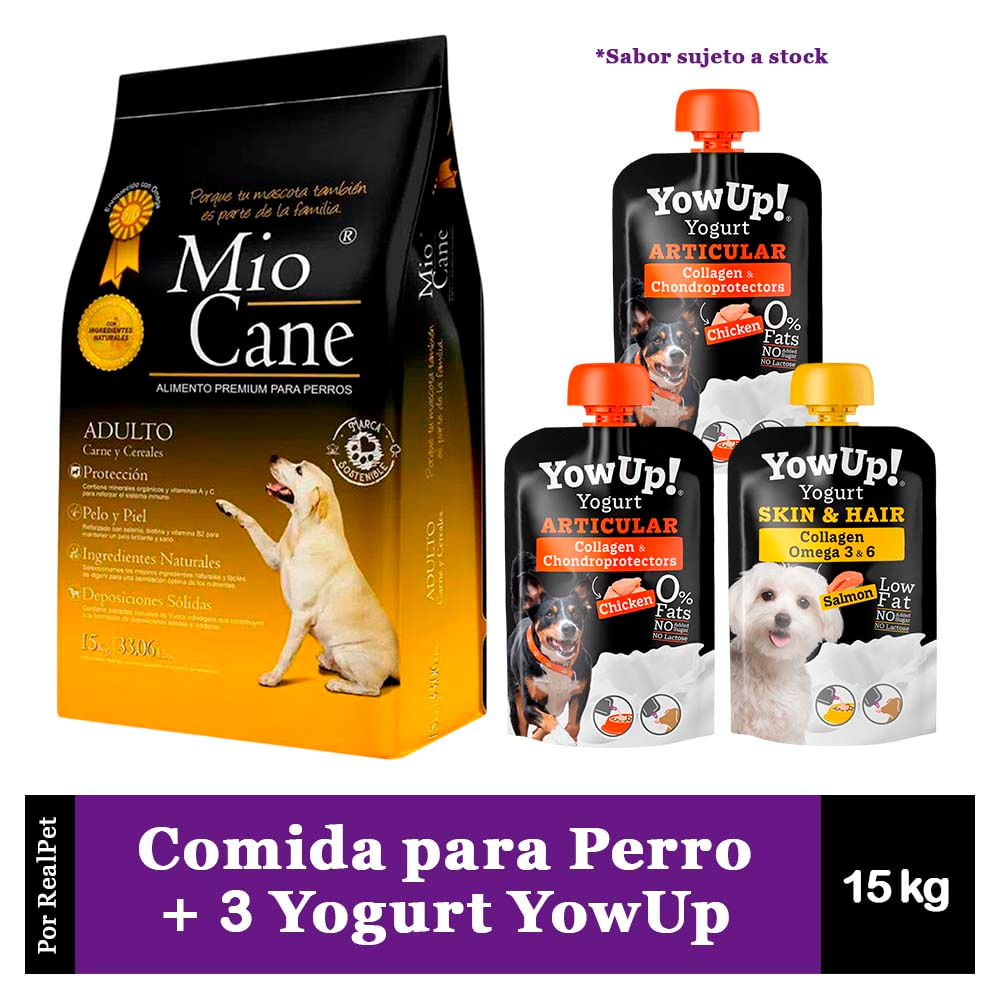 Comida Perro Adulto Mio Cane Premium 15 kg + 3 Yogurt YowUp