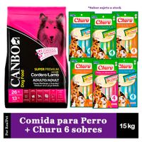 Canbo Perro Adulto Mediano Cordero 15 kg + Churu 6 Sobres Variados