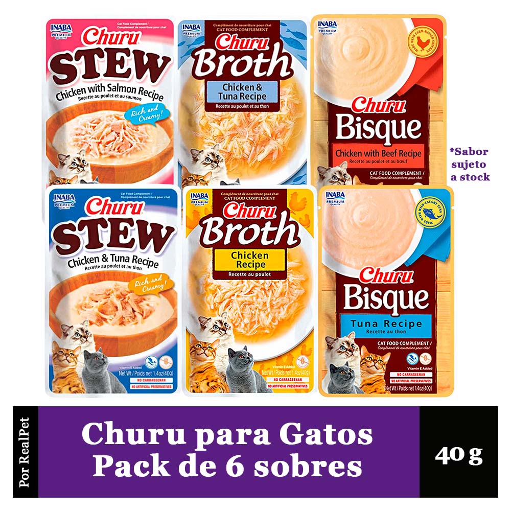 Snack Sopa para Gato Churu 6 sobres Sabores Variados 40gr