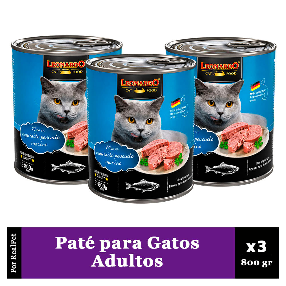 Pack x3 Paté Gato Leonardo Quality Selection Pescado 800 gr