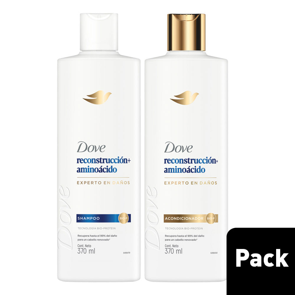Pack DOVE: Shampoo Reconstrucción Completa Superior Frasco 370ml + Acondicionador Reconstrucción Completa Frasco 370ml
