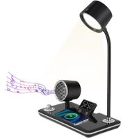 Lámpara de Escritorio 4 En 1 con Parlante Bluetooth Reloj Cargador Inalámbrico
