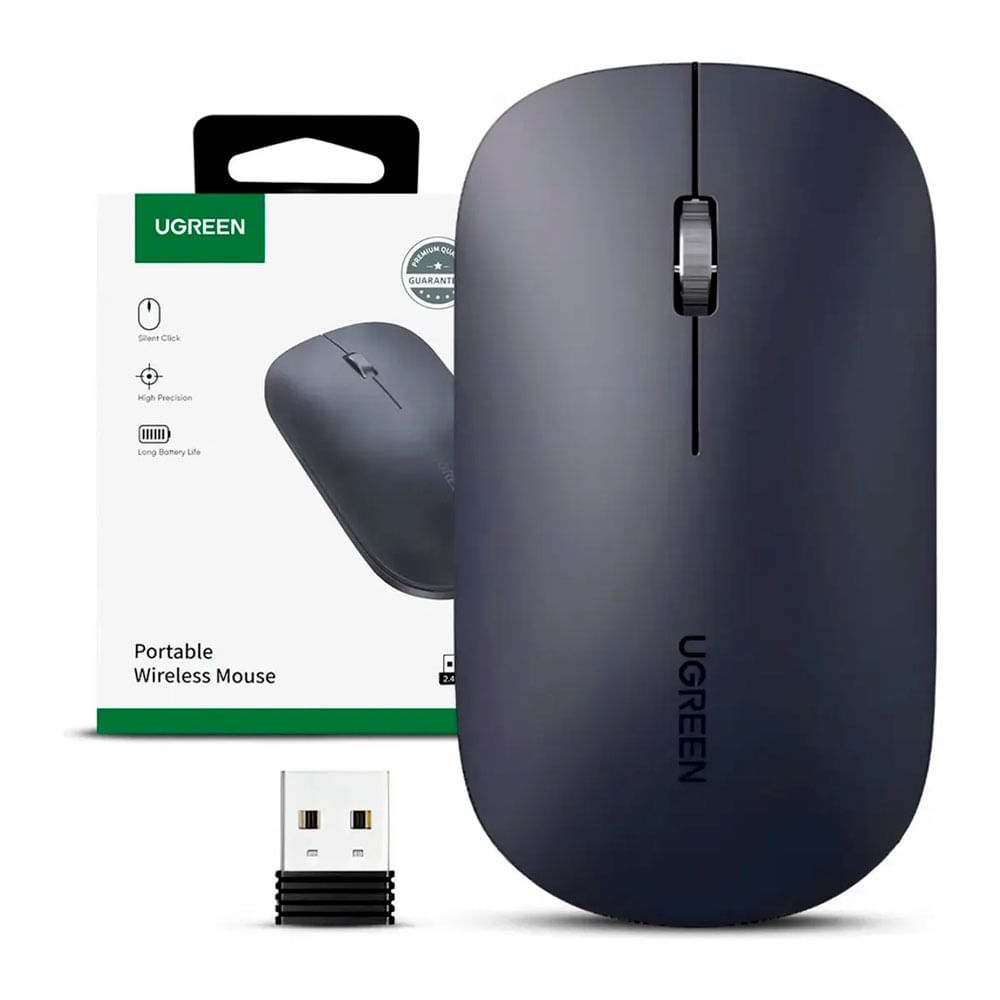Mouse Inalámbrico UGREEN MU001 2.4GHz Silencioso 4000 DPI Negro