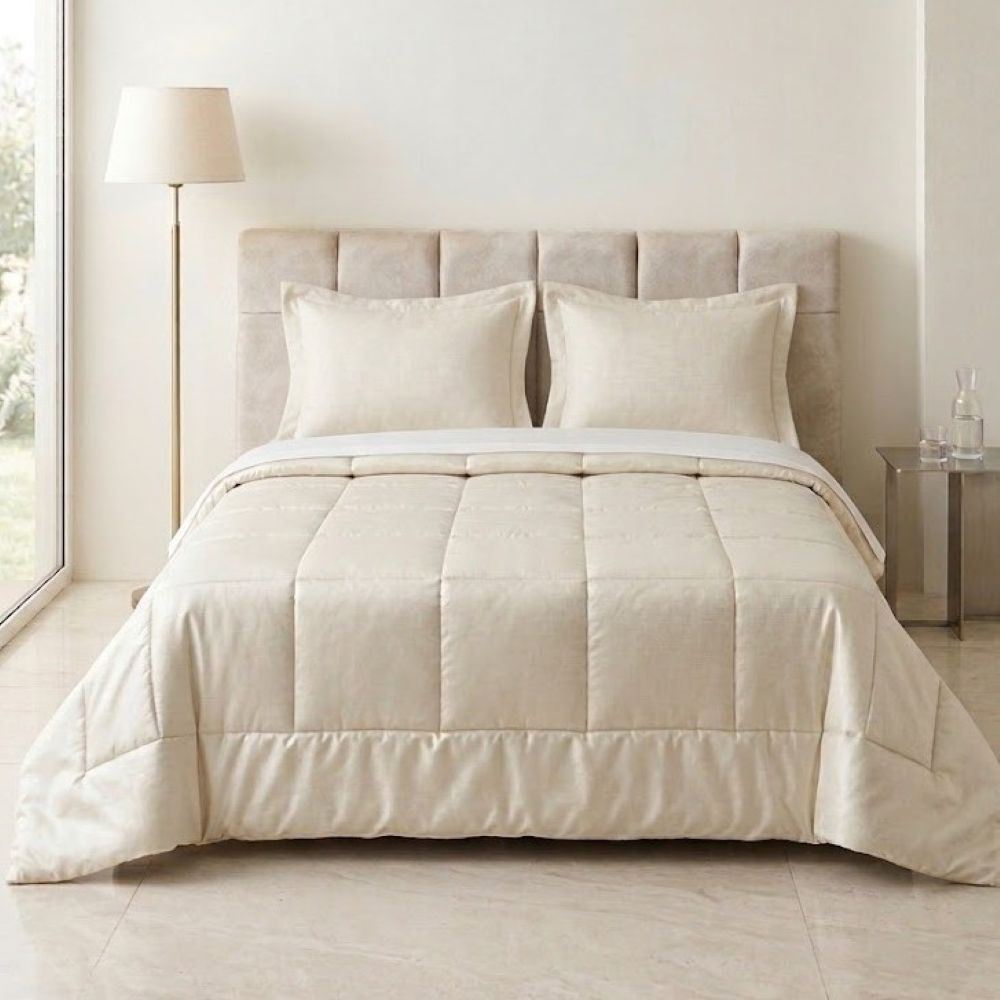Cubrecama Premium Algodón Pima Color Soft Perla Queen