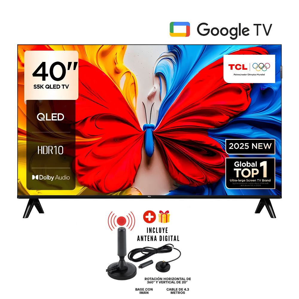 TELEVISOR TCL QLED 40 FHD SMART TV 40S5K GOOGLE TV - ANTENA DIGITAL