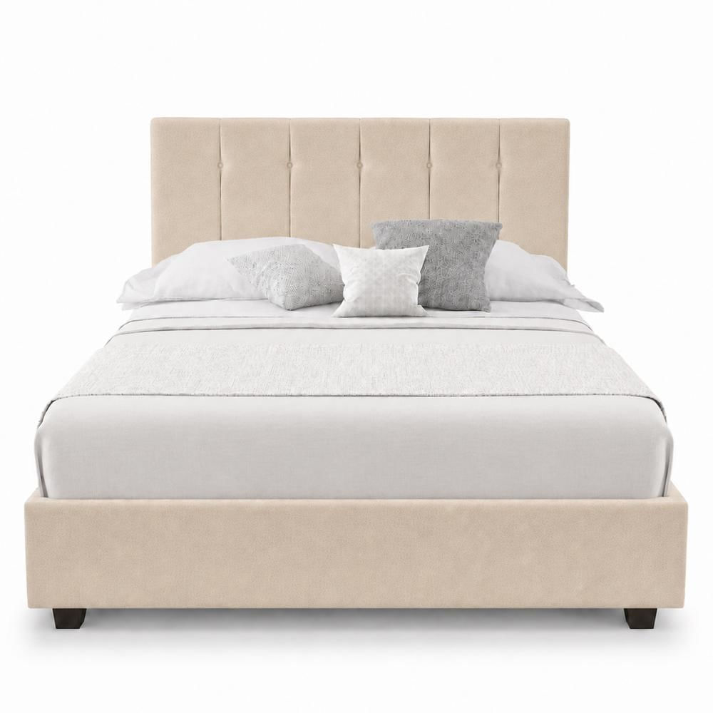 Cama Tapizada Listón Capri LeMueble Queen Beige