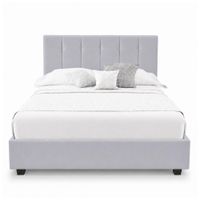 Cama Tapizada Listón Capri LeMueble 2 Plazas Gris Claro
