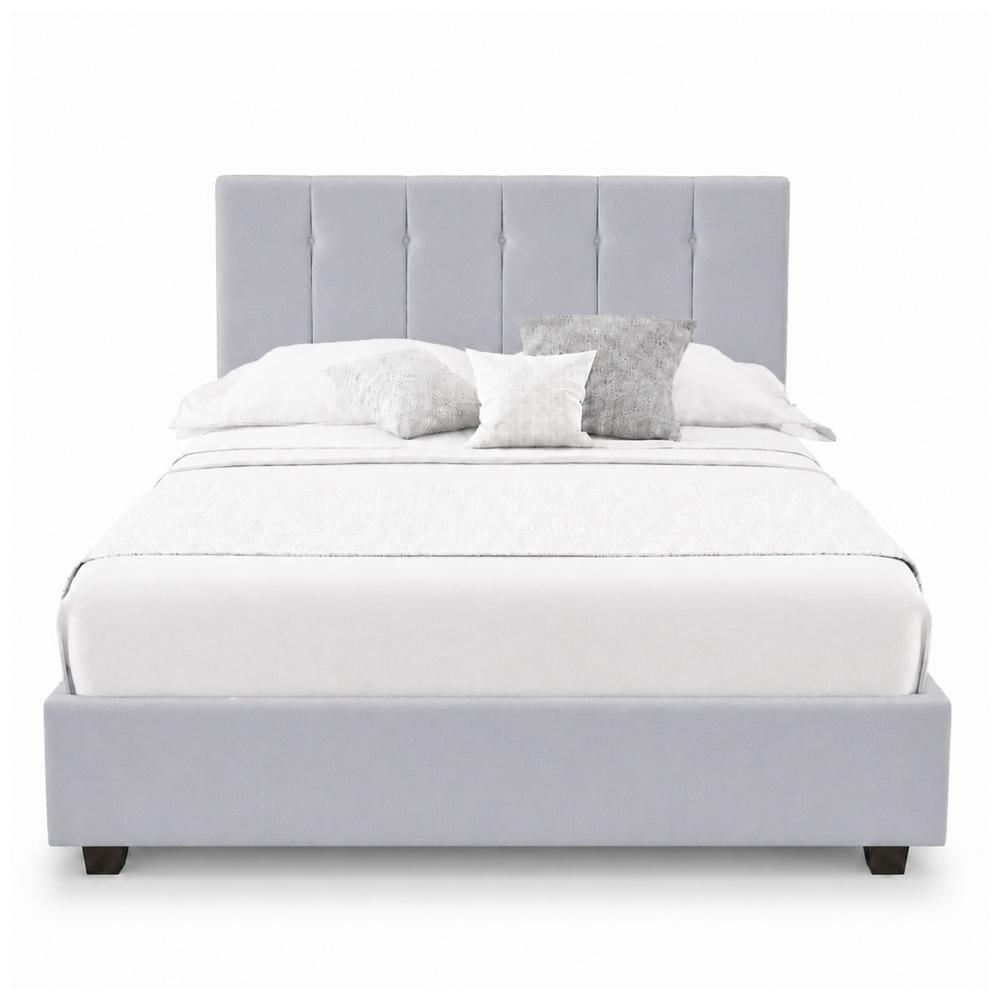 Cama Tapizada Listón Capri LeMueble 2 Plazas Gris Claro