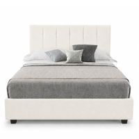 Cama Tapizada Listón Capri LeMueble 2 Plazas Ivory