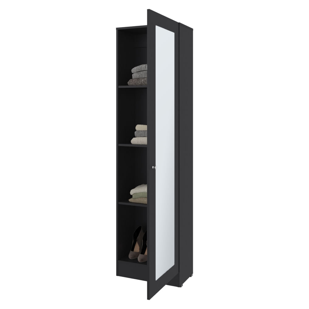 Ropero 1 Puerta Espejo Praga Wengue 180x49x30cm