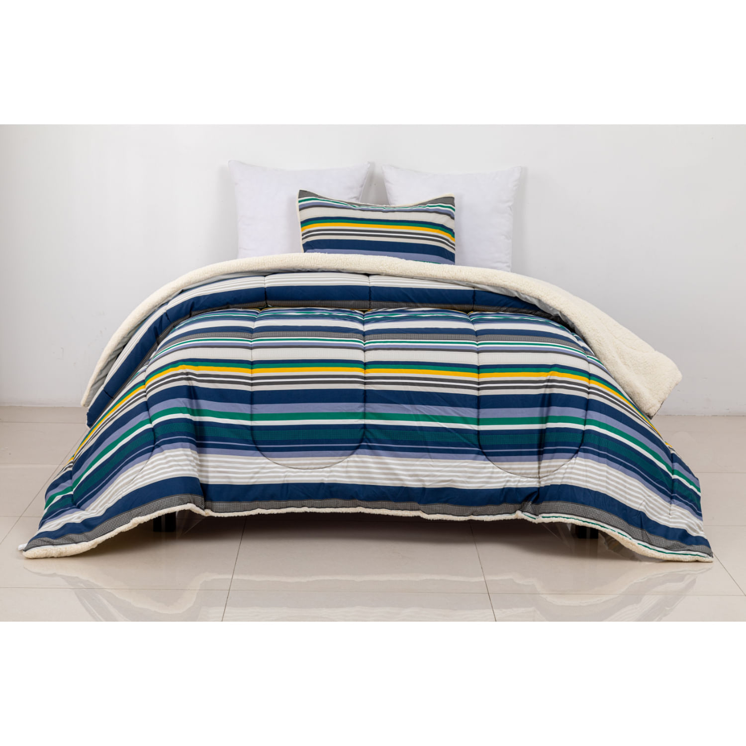 Edredon Oi26 Print Sherpa Rayas Azul