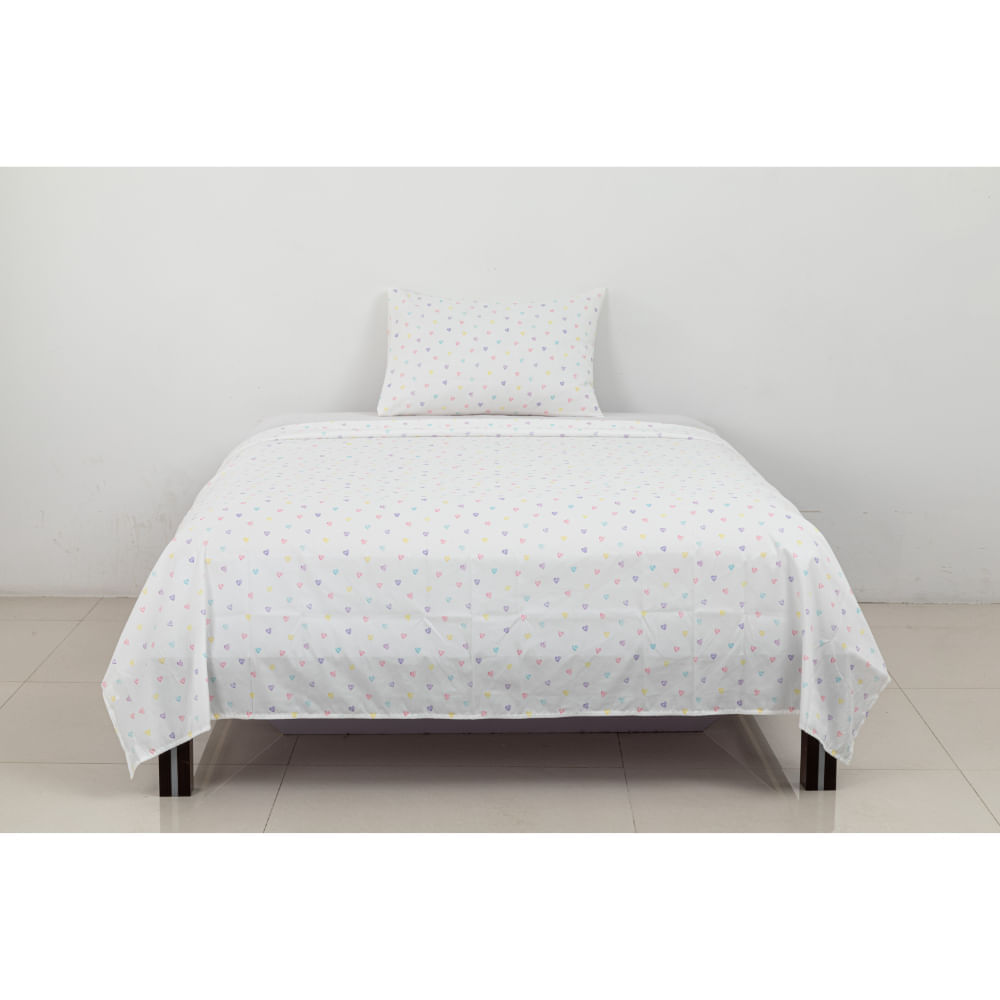 Sábana Pv27 100% Microfibra Corazón 1.5 Plazas