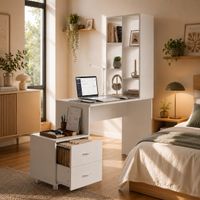 Escritorio Melamina 15mm Con Estante Cajonera Mueble Oficina
