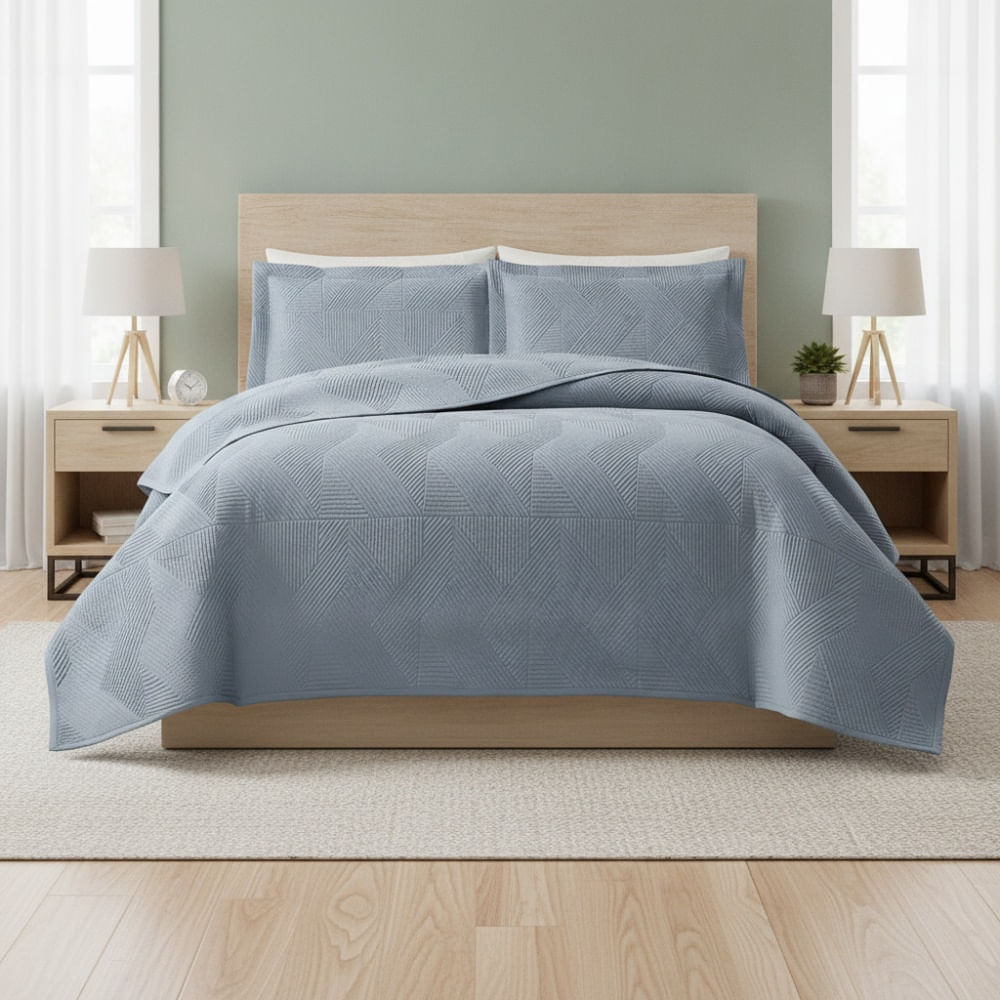Cubrecama Pv27 Zigzag Gris King Cubrecama Pv27 Zigzag Gris 2 Plazas