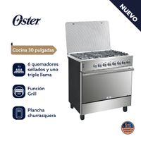 Cocina de Pie a Gas Oster PGSGC30061GISM 6 Quemadores Acero Inoxidable