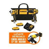 Taladro + Atornillador + Esmeril Angular + 2 Baterías 2ah + Cargador Dewalt