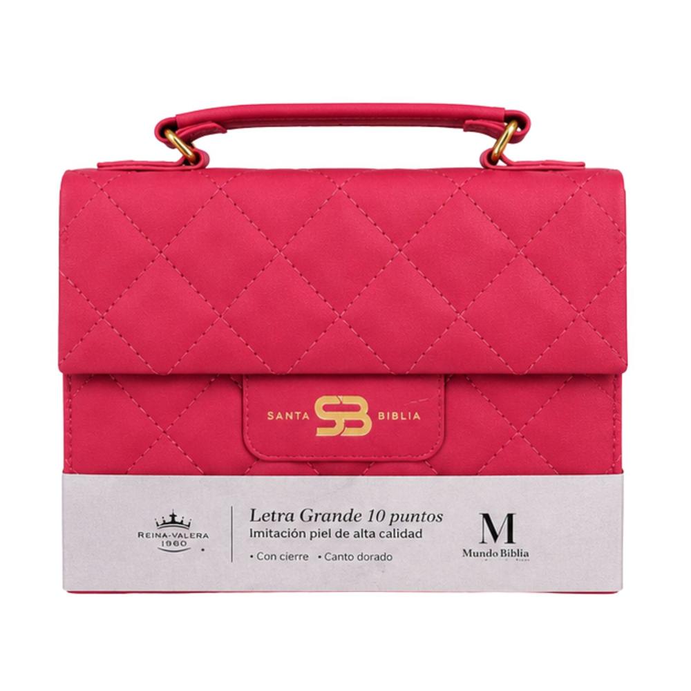 Biblia Reina Valera 1960 Cartera con Broche Magnético Letra Grande 10 Puntos Fucsia