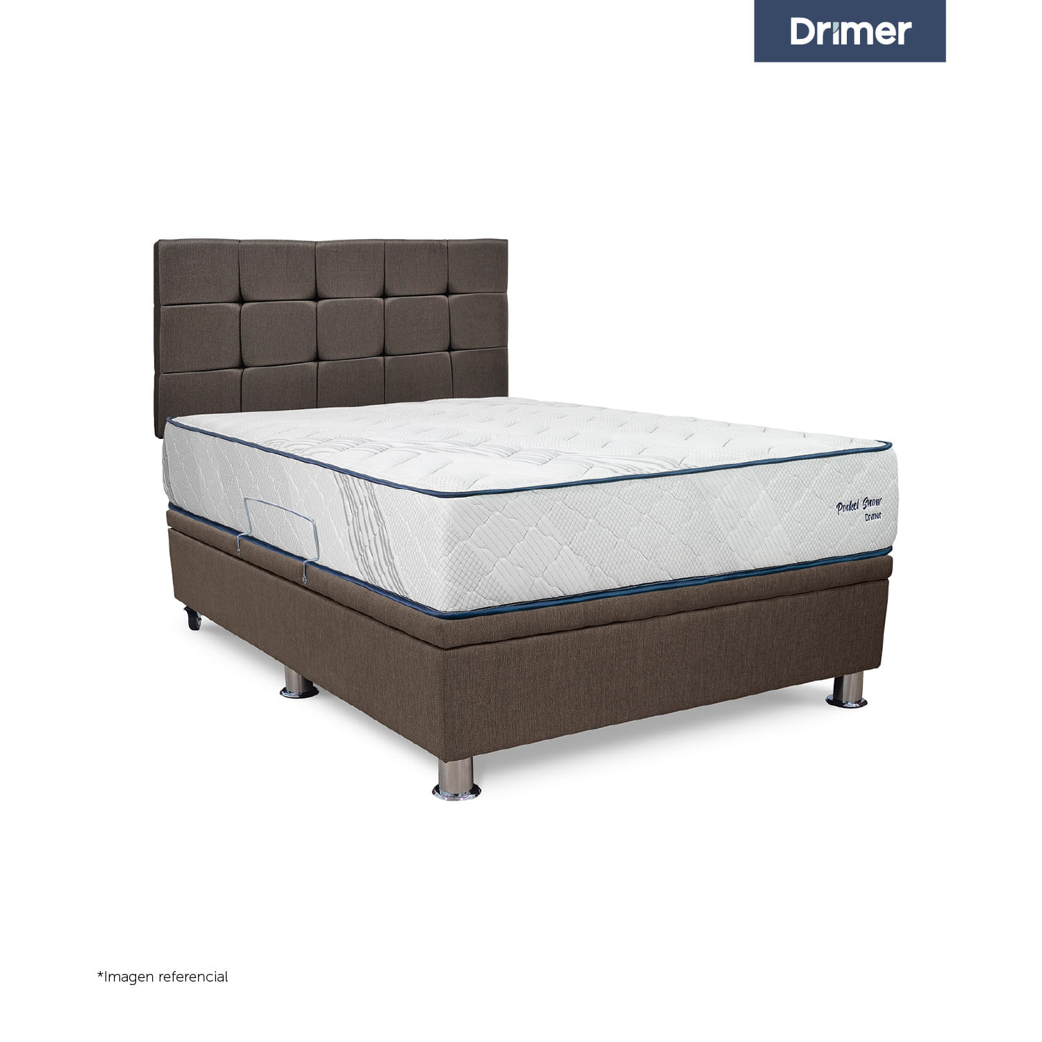 Dormitorio Practibox Pocket Snow 1.5 Plazas Cua Marrón