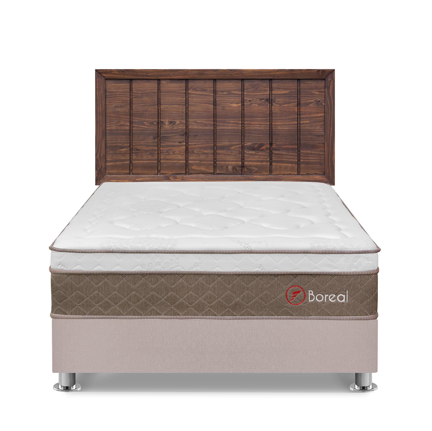 Dormitorio Boreal 2 Plazas Beige + Cabecera Catania Nogal