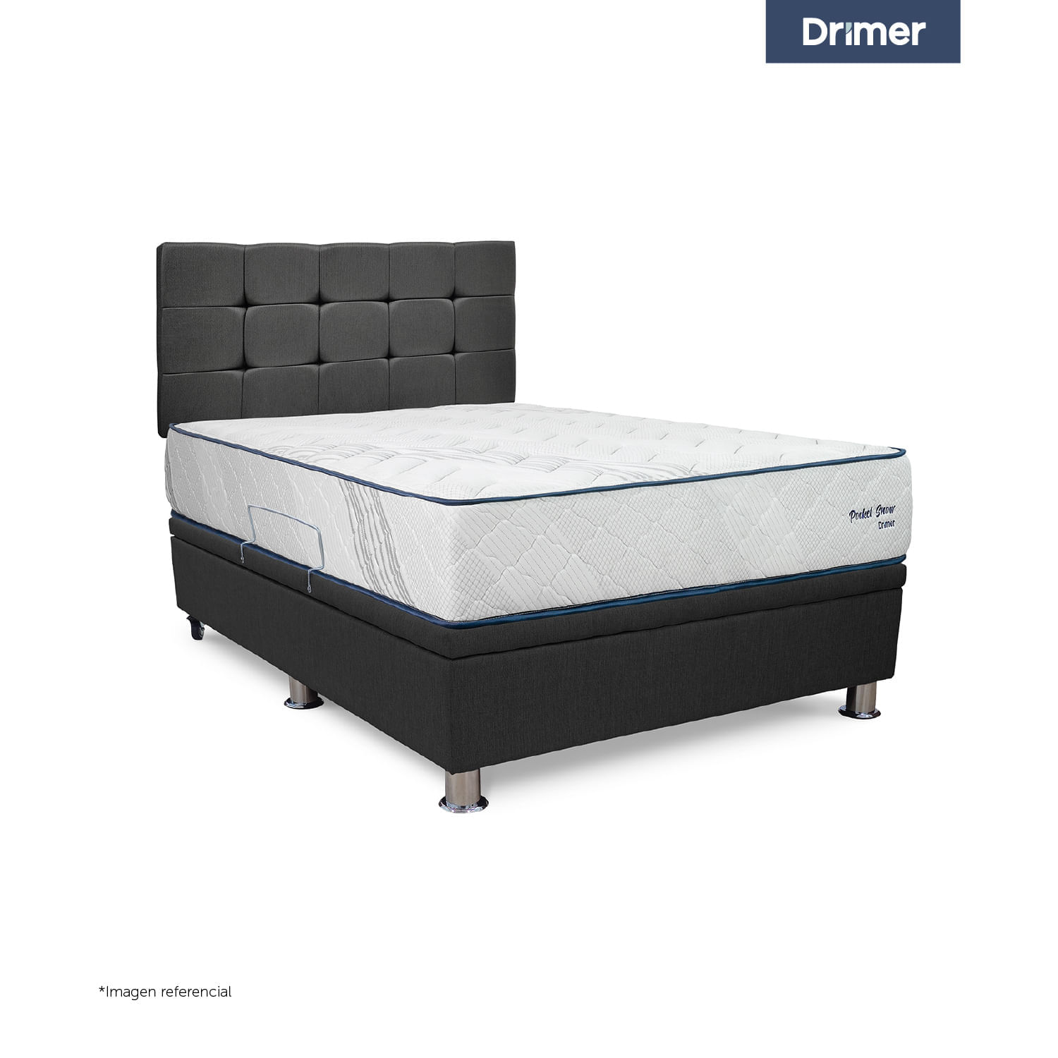 Dormitorio Practibox Pocket Snow 1.5 Plazas Cua Gris Oscuro