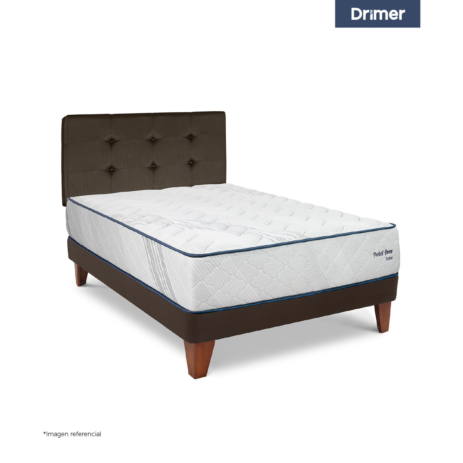 Dormitorio Gold Pocket Snow 1.5 Plazas Alfa Marrón