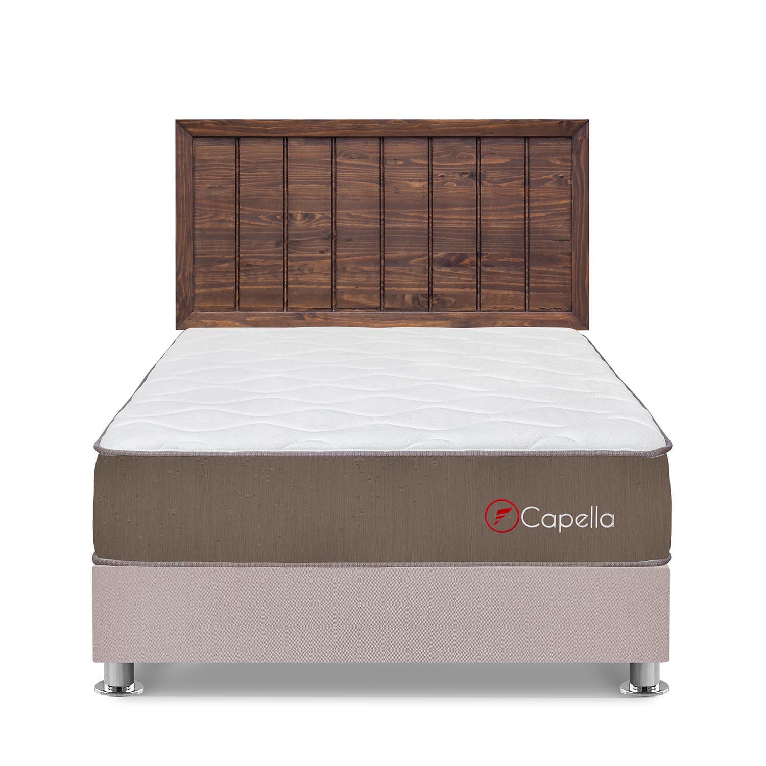 Dormitorio Capella 2Plazas Beige + Cabecera Catania Nogal