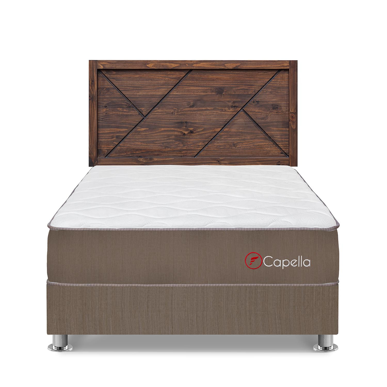 Dormitorio Capella 2 Plazas Marron + Cabecera Florencia Nogal