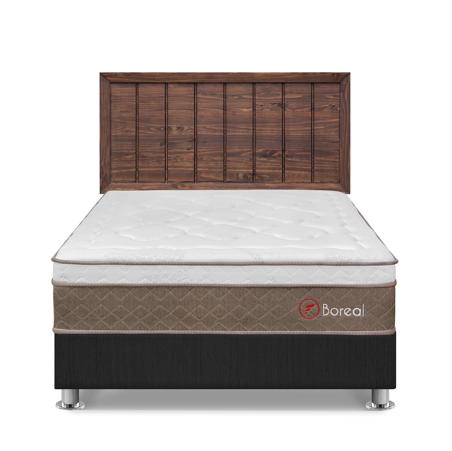 Dormitorio Boreal 2 Plazas Gris + Cabecera Catania Nogal