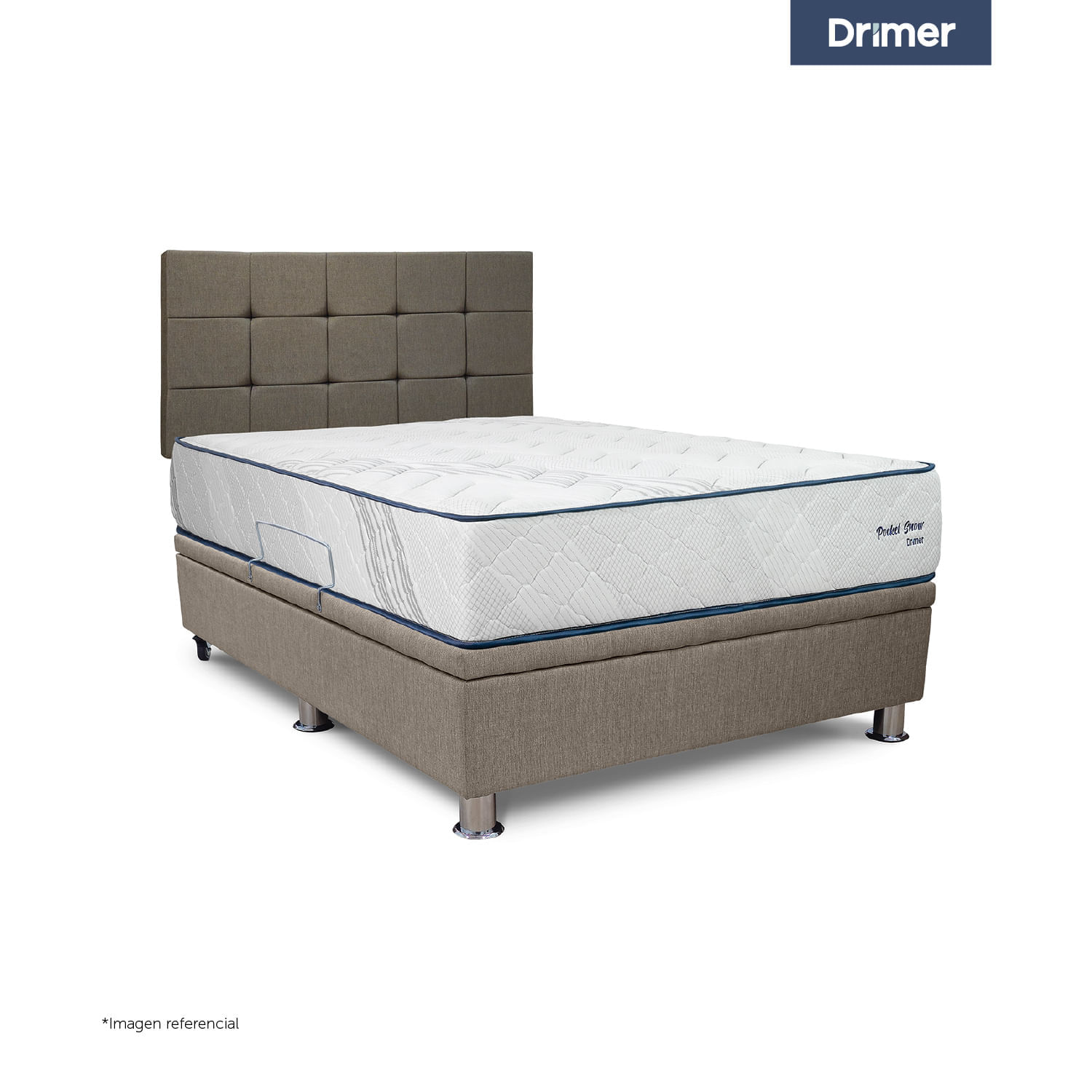 Dormitorio Practibox Pocket Snow 1.5 Plazas Cua Beige