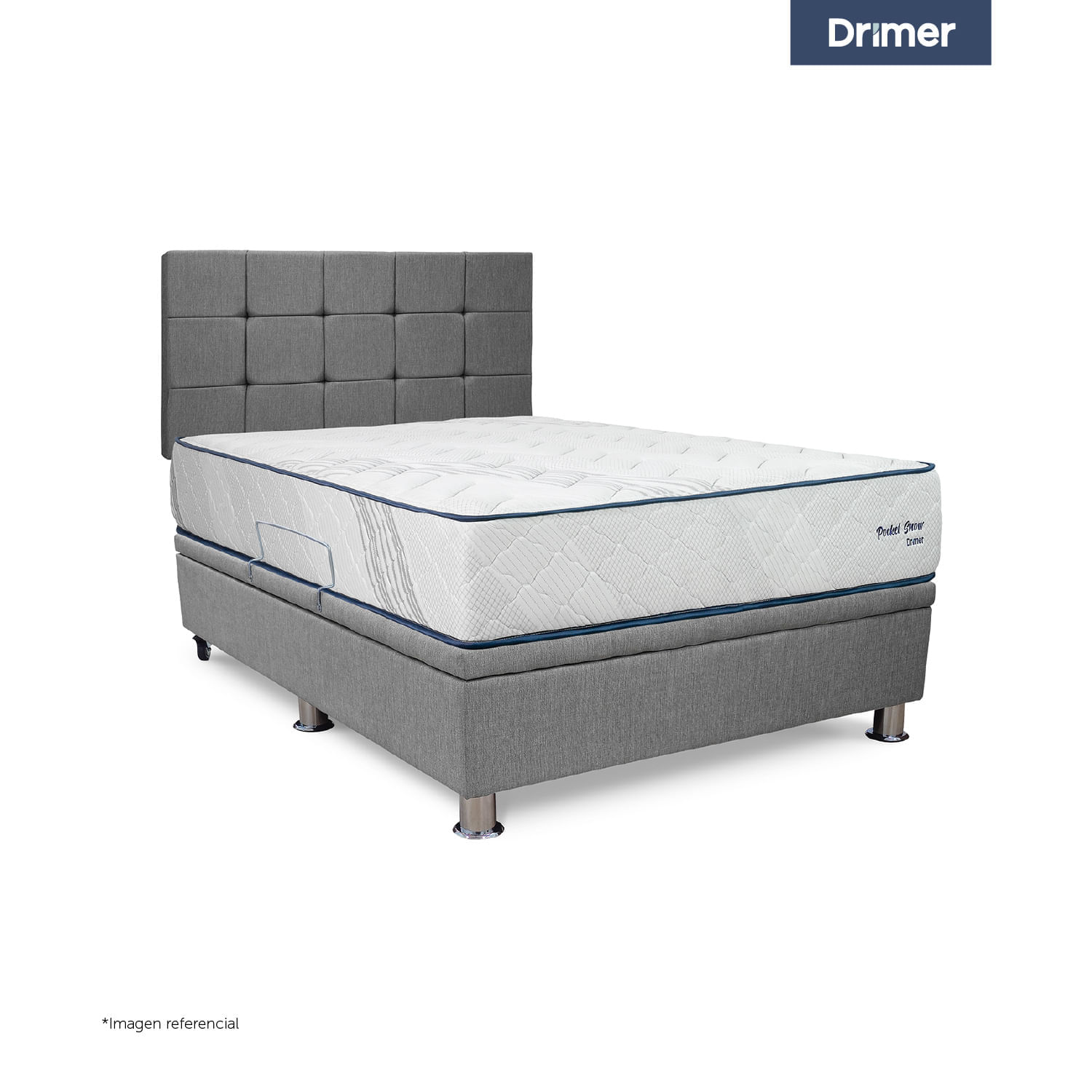 Dormitorio Practibox Pocket Snow 2 Plazas Cua Gris