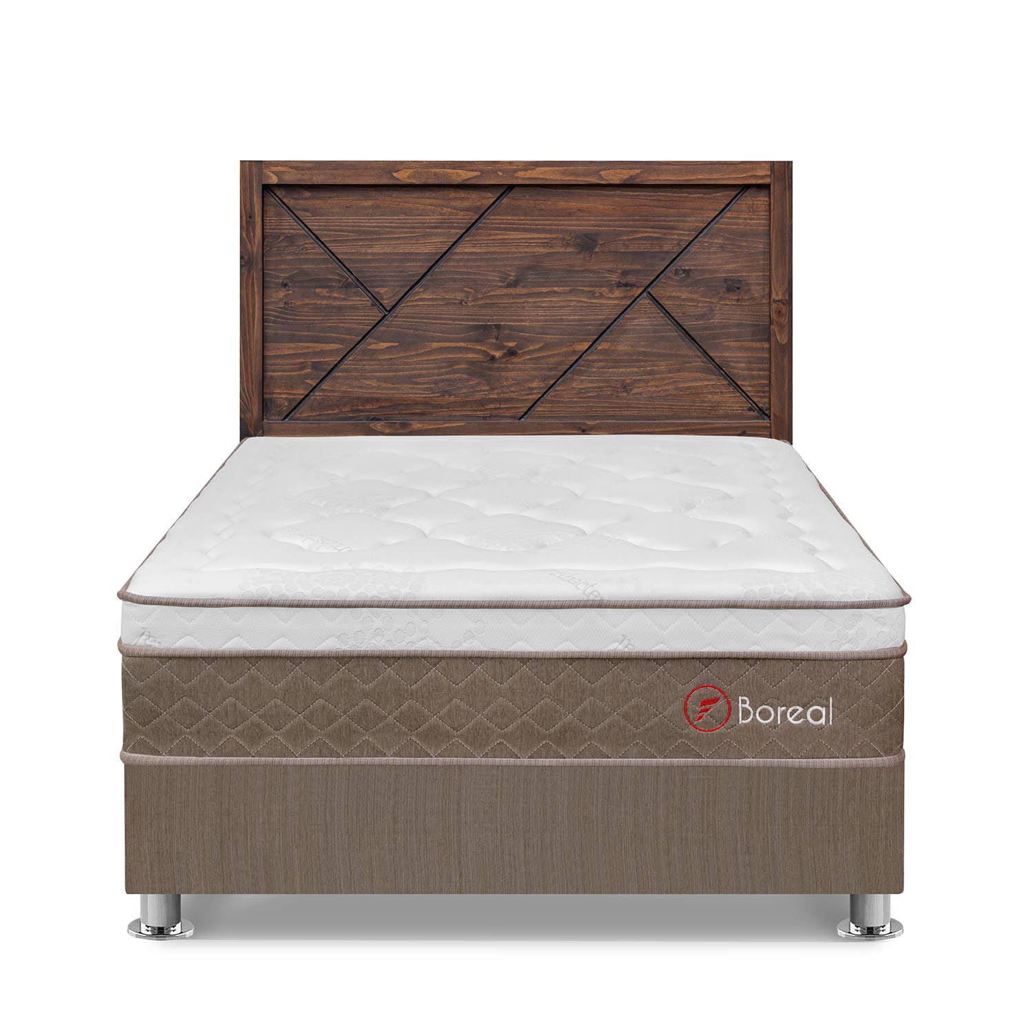 Dormitorio Boreal 2 Plazas Marron + Cabecera Florencia Nogal