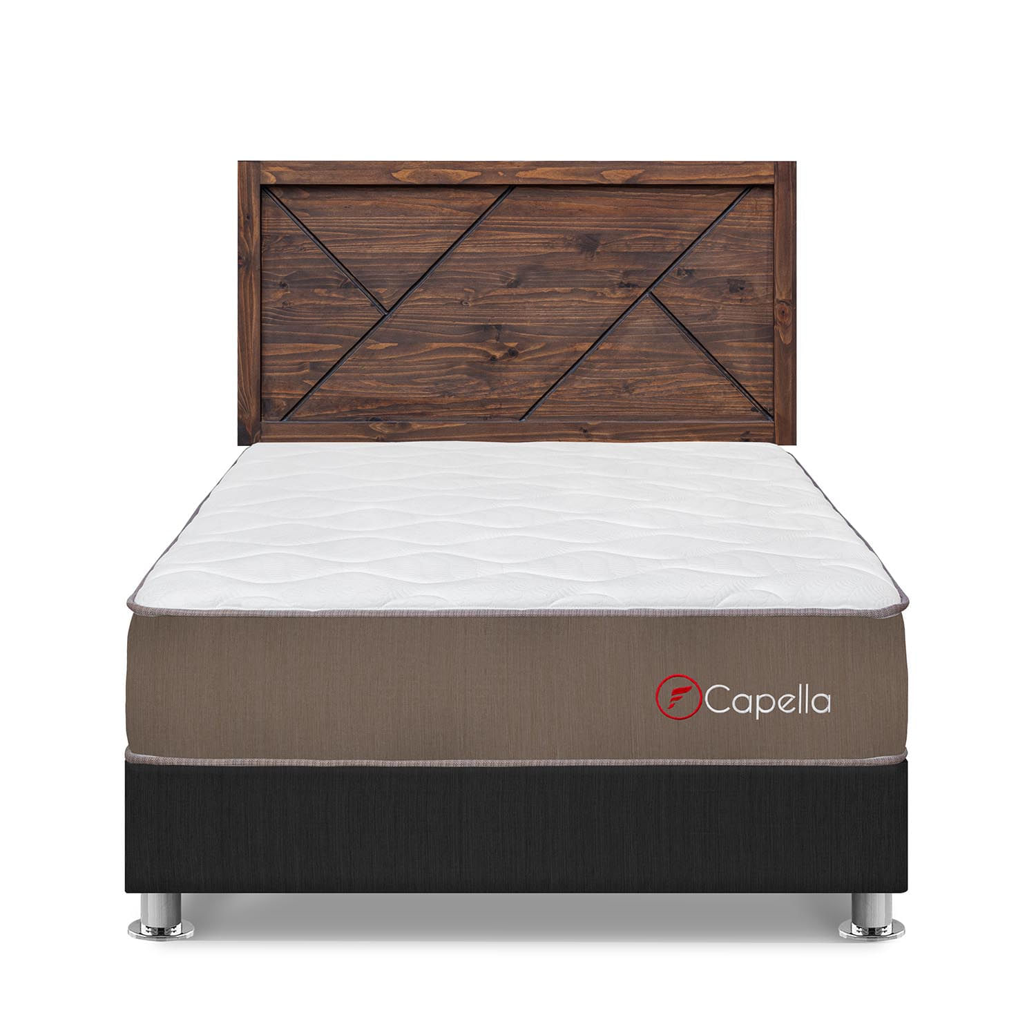 Dormitorio Capella 2 Plazas Gris + Cabecera Florencia Nogal