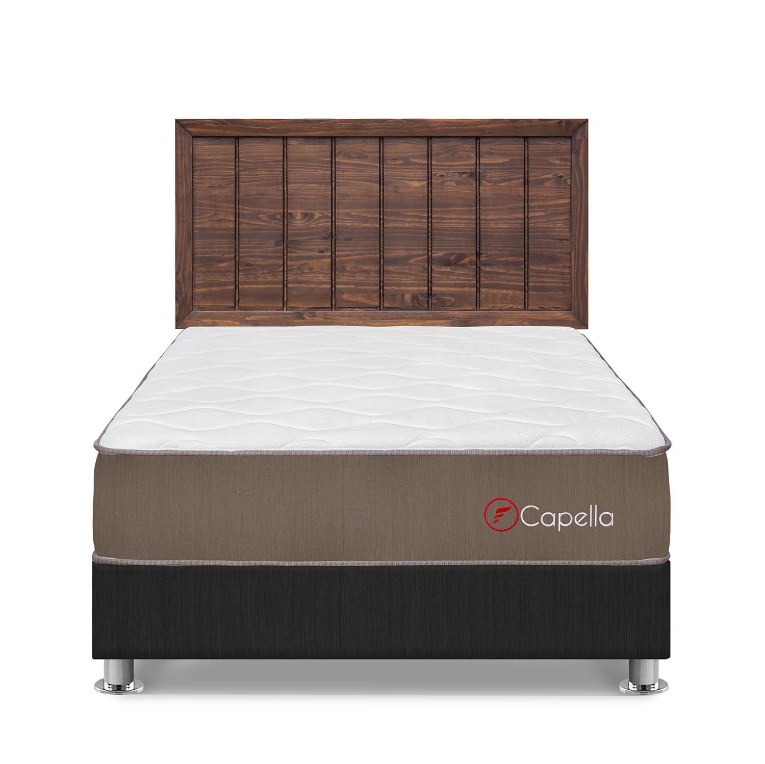 Dormitorio Capella 2 Plazas Gris + Cabecera Catania Nogal