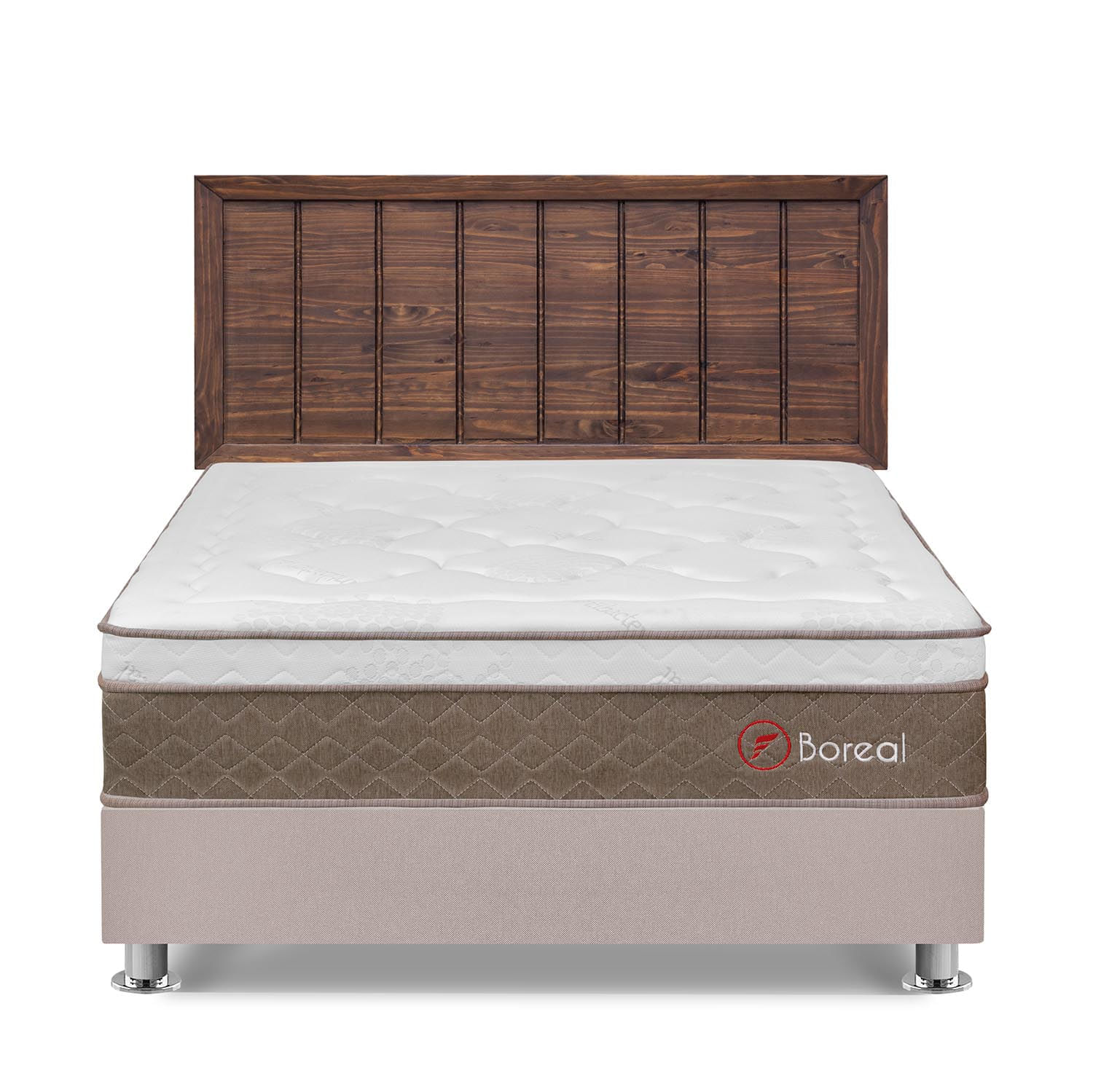 Dormitorio Boreal Queen Beige + Cabecera Catania Nogal