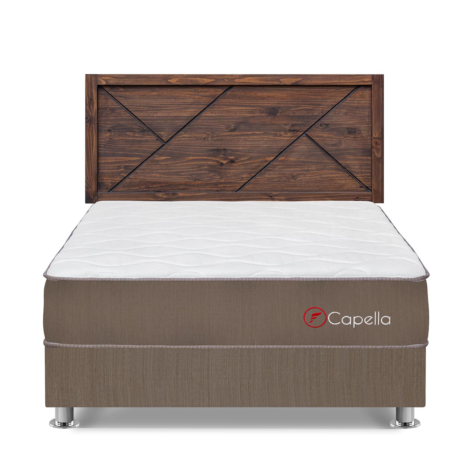 Dormitorio Capella Queen Marron + Cabecera Florencia Nogal