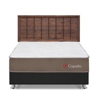Dormitorio Capella Queen Gris + Cabecera Catania Nogal