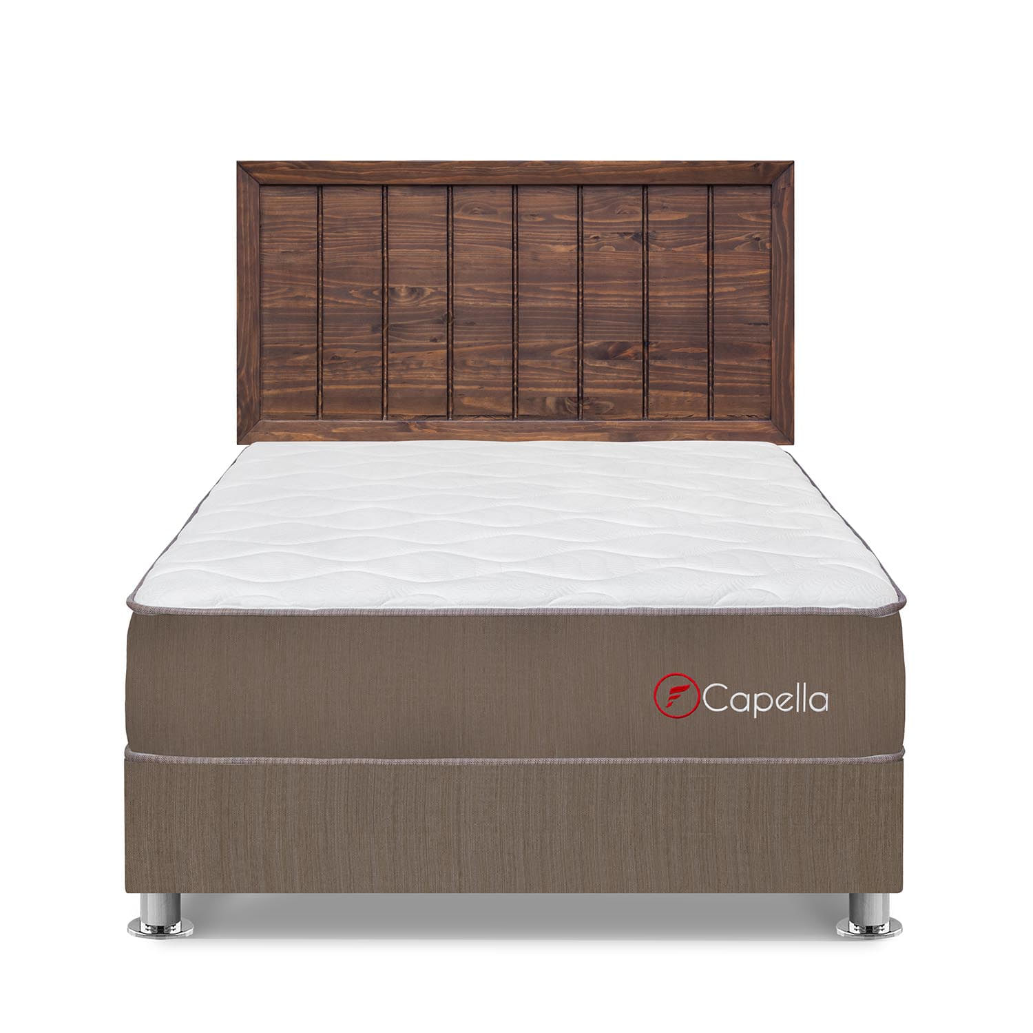 Dormitorio Capella 2 Plazas Marron + Cabecera Catania Nogal