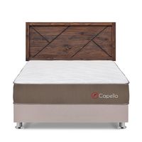 Dormitorio Capella Queen Beige + Cabecera Florencia Nogal